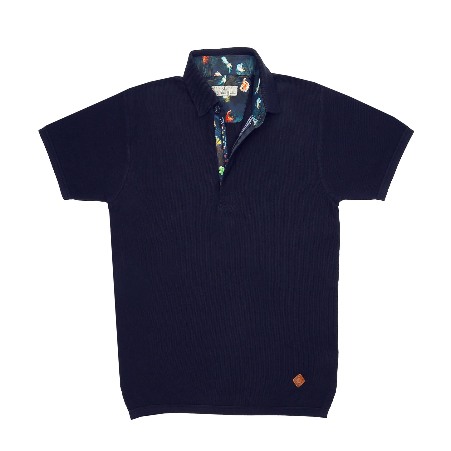 Navy Hitch Polo Neck Quarter-Zip Short Sleeve Top