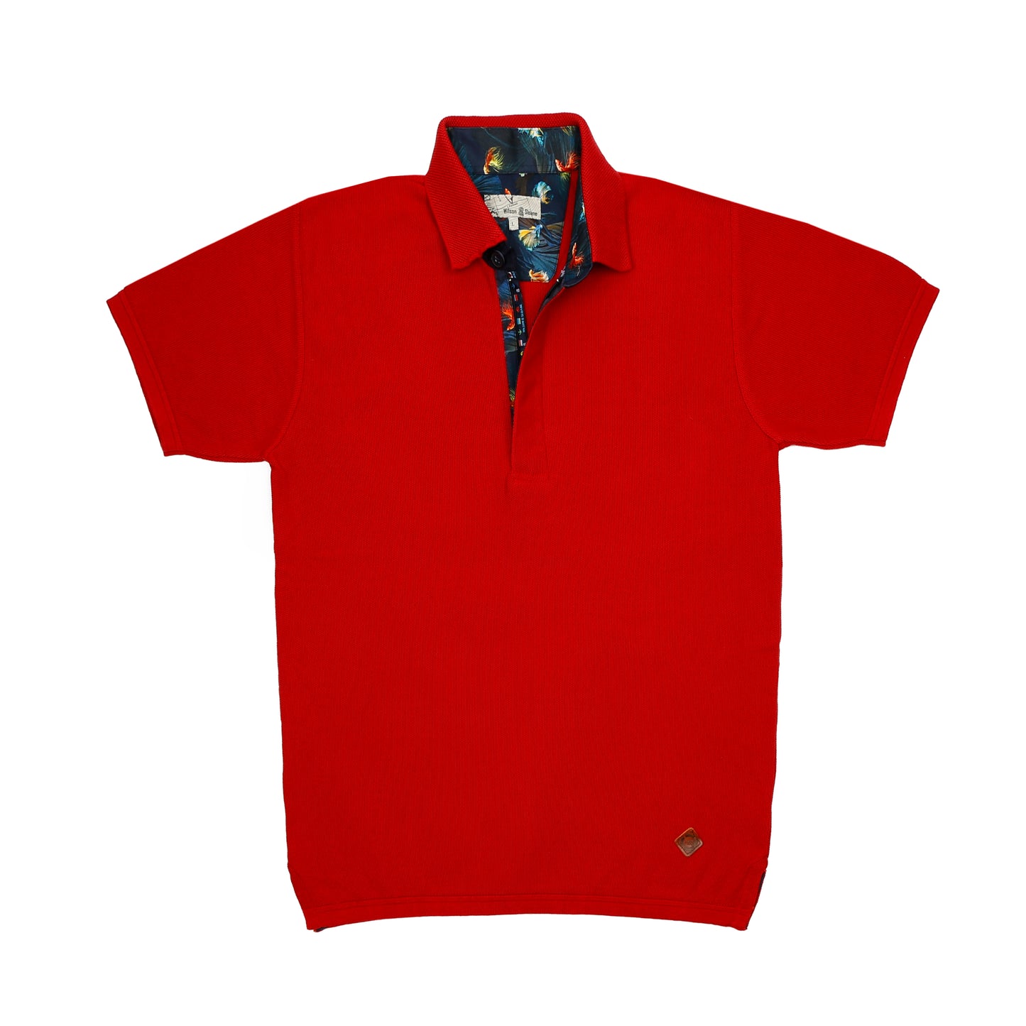 Red Hitch Polo Neck Quarter-Zip Short Sleeve Top