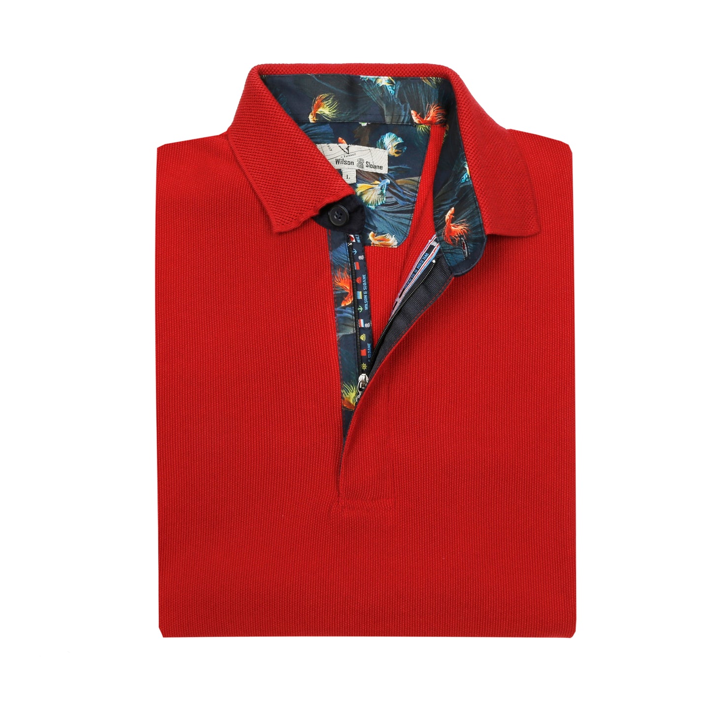 Red Hitch Polo Neck Quarter-Zip Short Sleeve Top