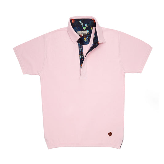 Pink Hitch Polo Neck Quarter-Zip Short Sleeve Top