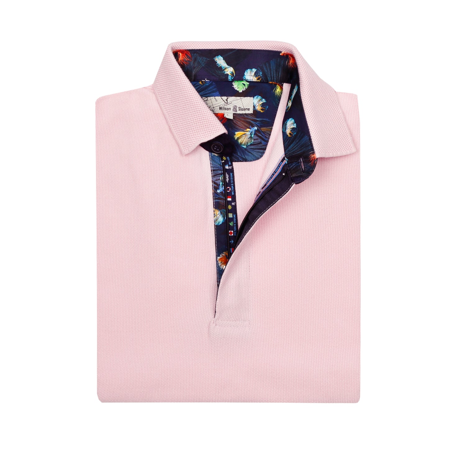 Pink Hitch Polo Neck Quarter-Zip Short Sleeve Top