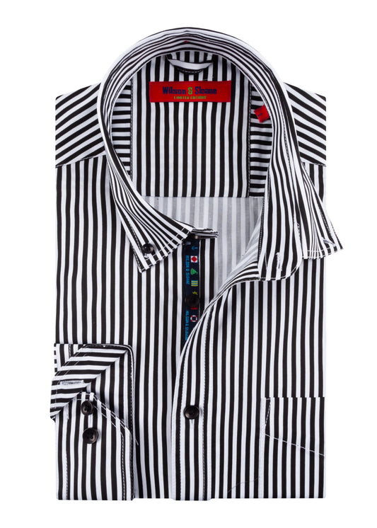 Mens Black and White Striped Shirt