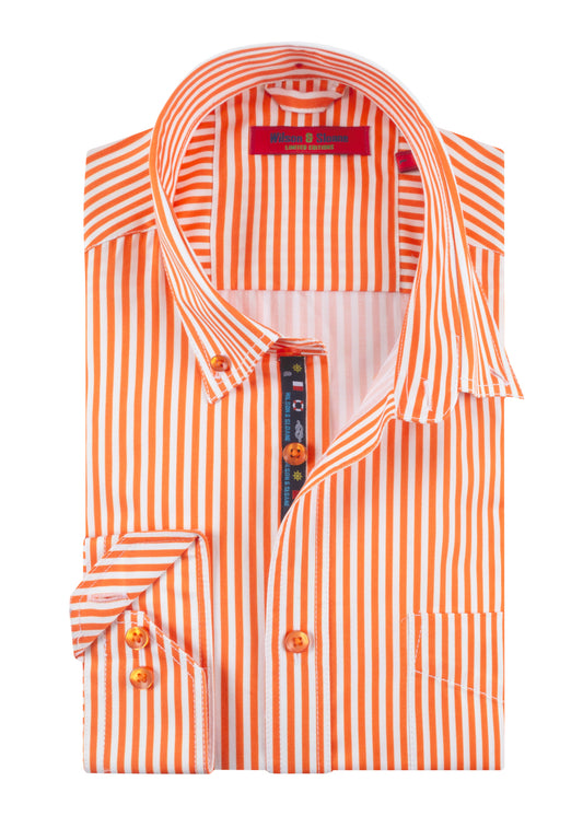 Orange Striped Mens Shirts