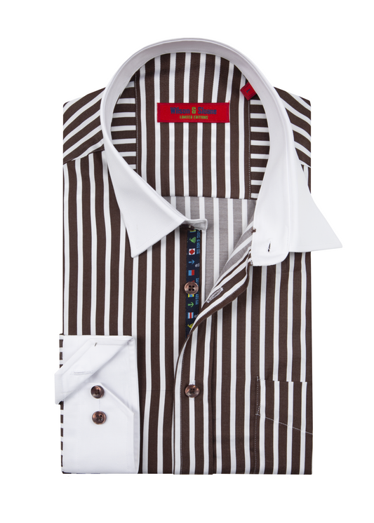 Brown and White Striped Shirt