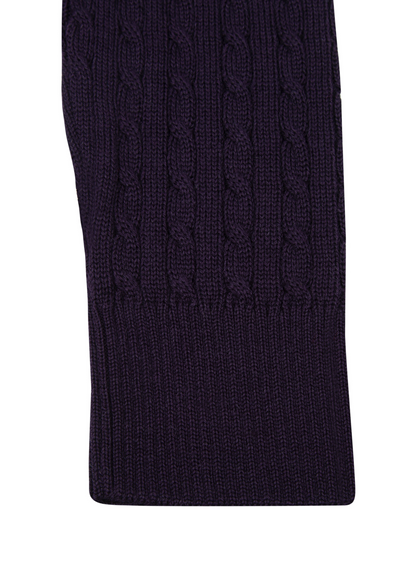 Men's Mulberry Purple Mildura WoolCable Knit Crew Neck Jumper