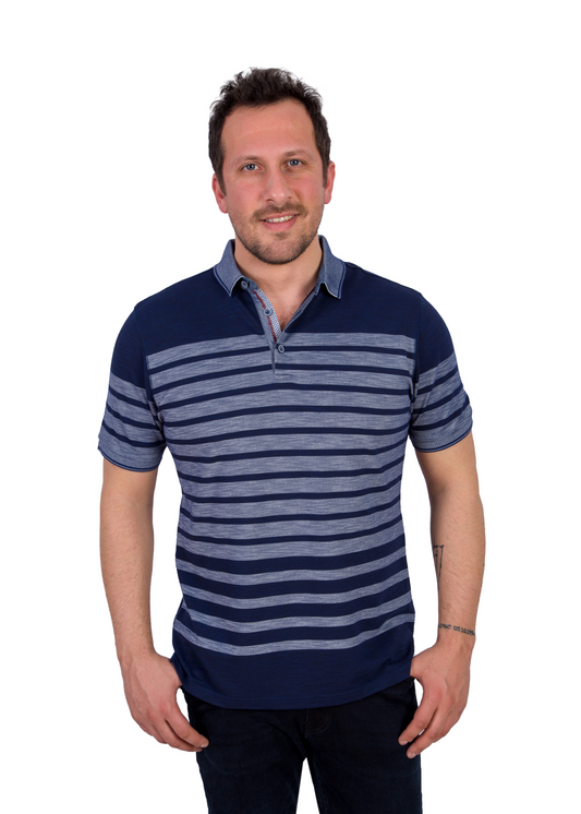 Men's Navy Blue Brace Polo Shirt